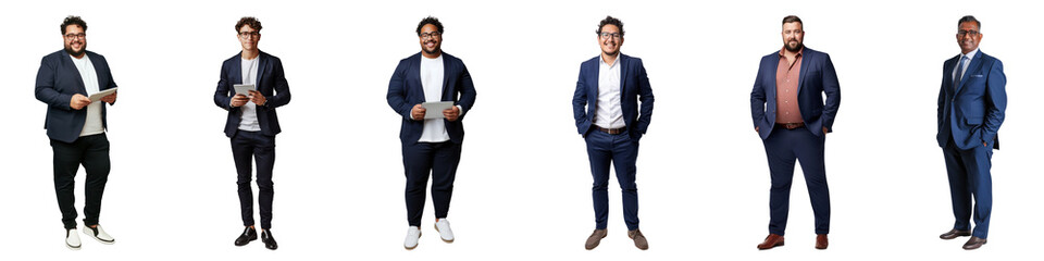 Diverse business people full body png cut out element set, transparent background