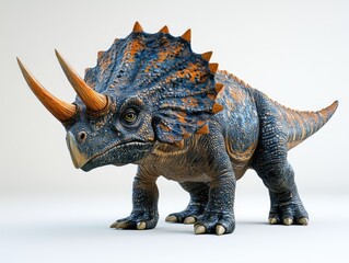 Fototapeta premium A stylized depiction of a triceratops with vibrant colors and detailed textures.