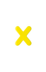 Obraz premium Three-dimensional multiplication symbol. yellow