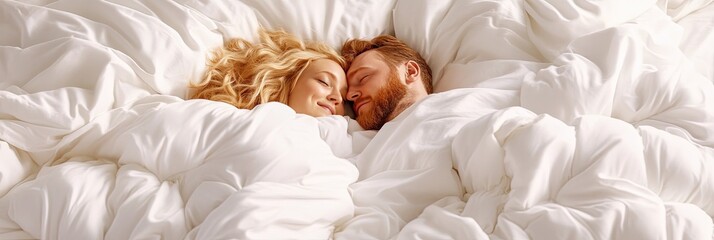 friendly young couple sleeping in bed