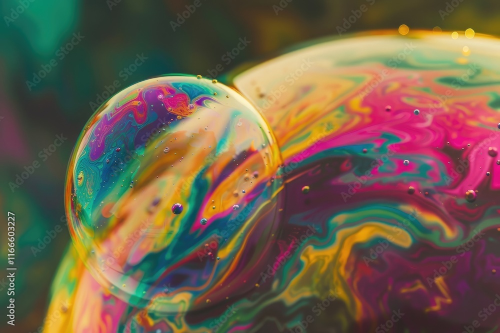 Poster psychedelic multicolored soap bubble abstract background