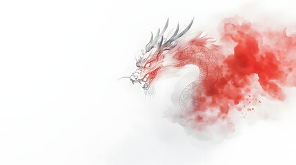 Chinese dragon full-body portrait in traditional ink painting style with intricate details, emphasizing cultural heritage, artistic expression, and the elegance of Eastern aesthetics.
