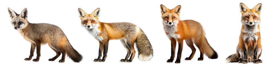 Fox wildlife animal png cut out element set, transparent background