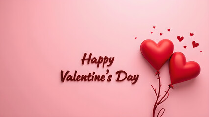 Happy Valentine's Day. Romantic red hearts balloons. Love concept.