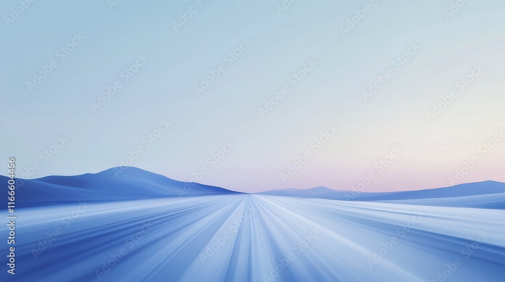 Poster an abstract blue background with blurred stripes and light stripes on the horizon. the lines resembl