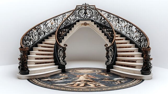 Elegant double staircase design luxurious interior architecture