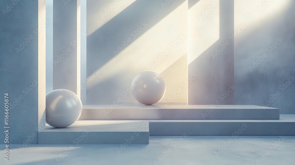 Poster minimalistic abstract background with geometric shapes and light play