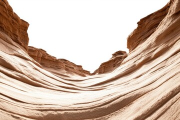 A stunning view of a sandstone canyon with smooth, wavy textures and a bright sky above, showcasing nature's geological artistry.