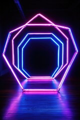 Neon Light Sculpture Dark Room