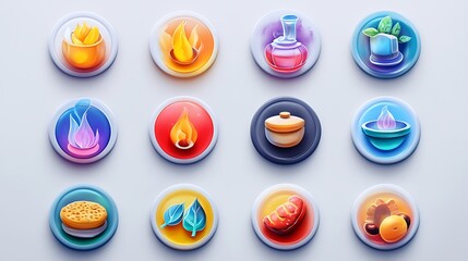 Creative food icons collection digital art minimalist design studio