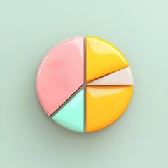 Fototapeta premium academic illustrations diagram concept. Colorful pie chart illustration on a pastel background, representing data visualization concepts.