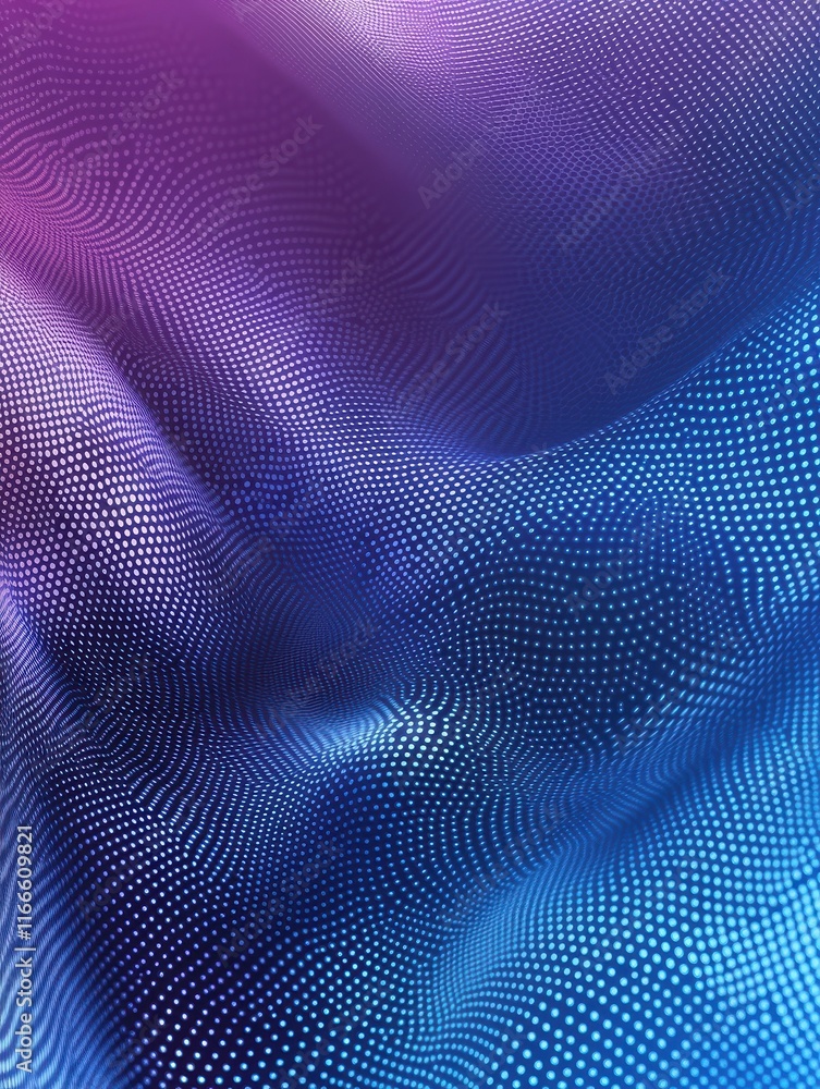 Poster abstract background of a blue and purple gradient with wavy dotted patterns, ideal for digital desig