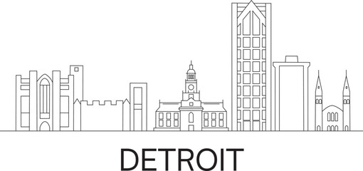 Obraz premium Detroit City Line Draw Simple Minimalist