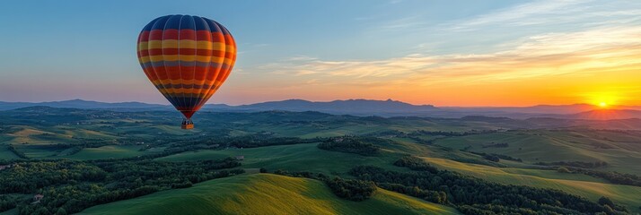 Hot Air Balloon Ride over Tuscan Hills at Sunrise