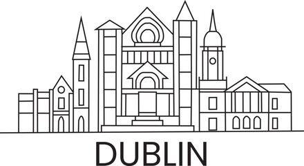 Fototapeta premium Dublin City Line Draw Simple Minimalist