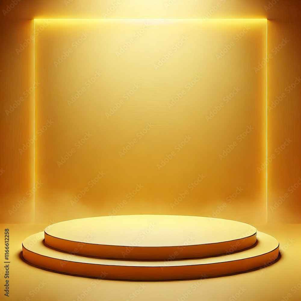 Poster golden 3d podium with square on stage in a minimalist design with glossy patterns