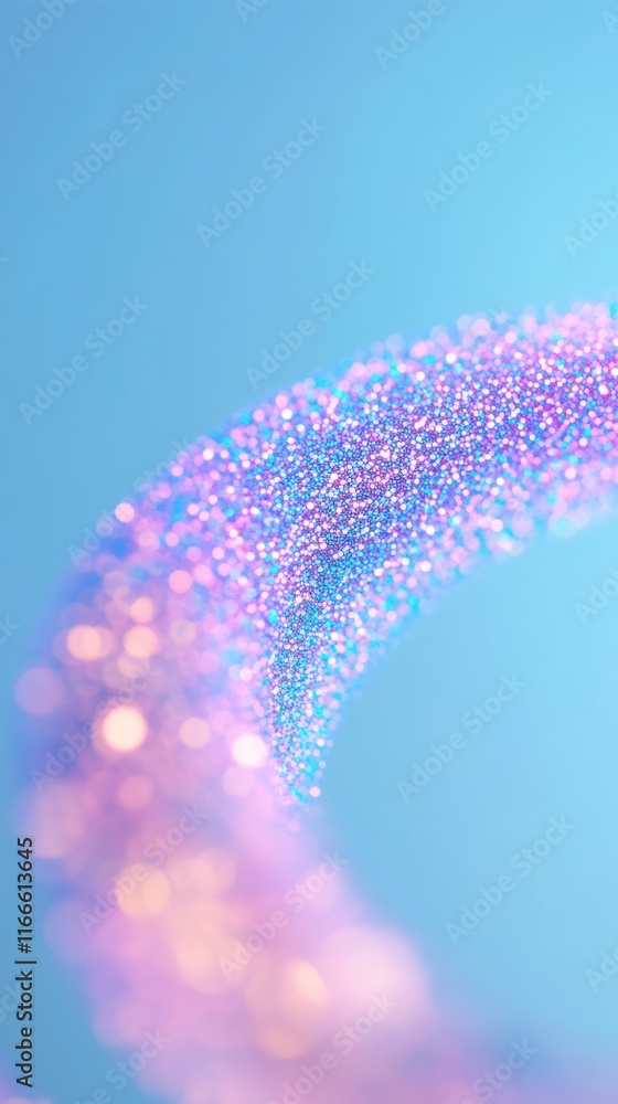 Poster serene abstract pastel curves with glowing data trails