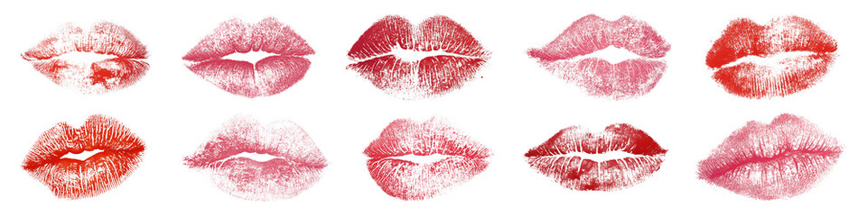 PNG Kiss mark, isolated element set, transparent background