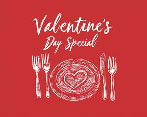 
A vector graphic design for a restaurant menu with the text "Valentine's Day Special" on top of it,