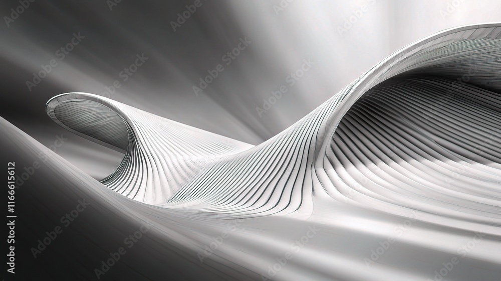 Poster abstract black and white architectural lines in dynamic flowing design