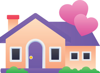 Gradient color illustration for Home love