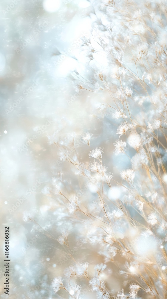 Poster Hazy Sunlit Springtime Grass with Bokeh and Soft Focus Aesthetic