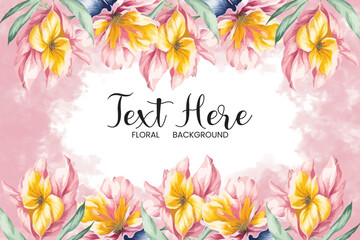 Watercolor wedding card with floral frame background