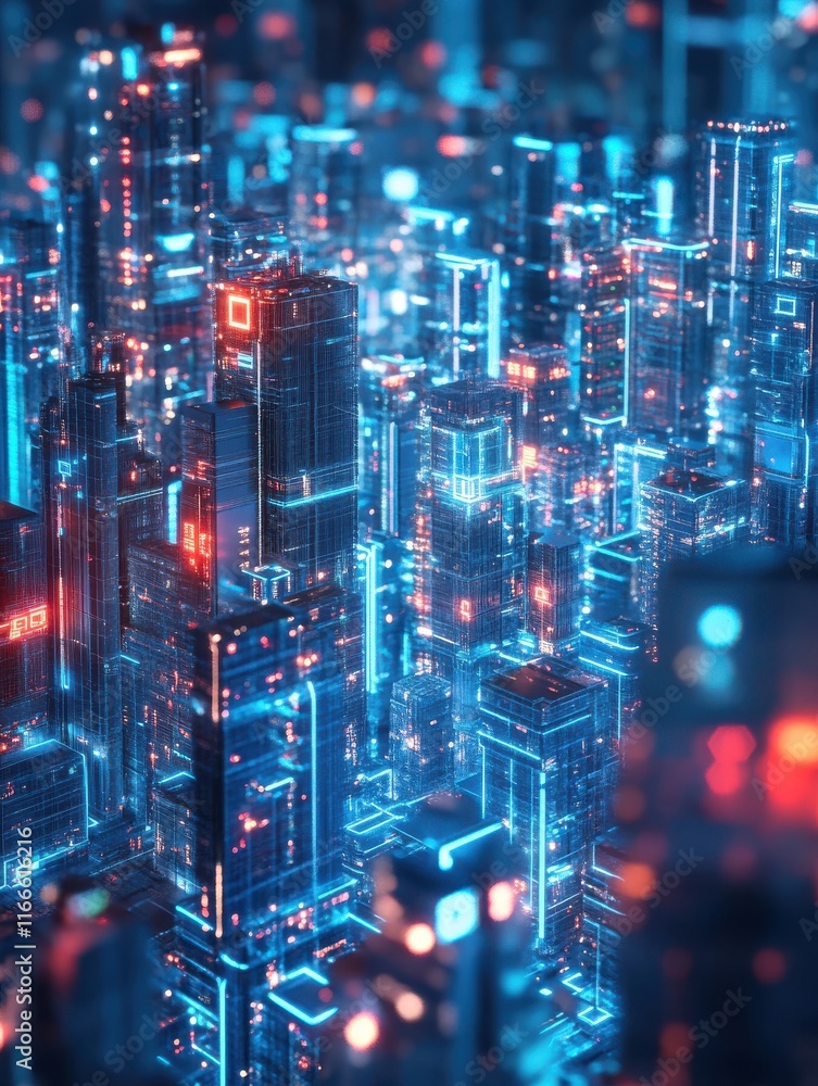 Poster background conceptual image of digital 3d icons