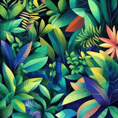Vivid Tropical Foliage Abundant Green Leaves