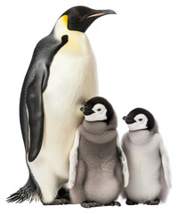 Naklejka premium PNG Emperor penguin with two chicks