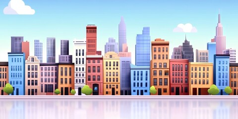 Obraz premium cityscape animated cartoon illustration