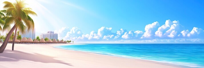 cancun, animated cartoon illustration 