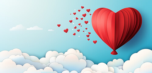 Fototapeta premium heart shaped balloons in sky valentine