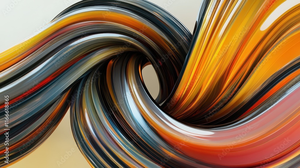 Poster abstract 3d rendering of twisted lines. modern background design, illustration of a futuristic shape
