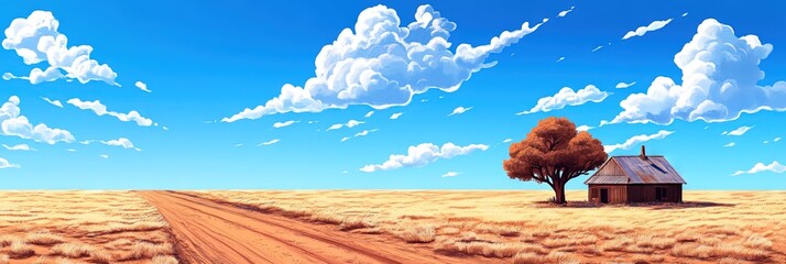 australian outback animated cartoon illustration 