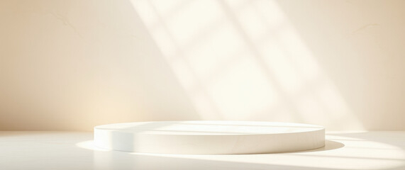 simple white cylindrical platform a bright minimalist room