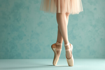 ballerina's pointed feet delicate pointe shoes