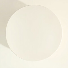 overhead view a circular white surface