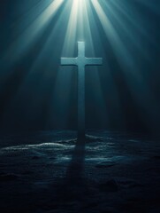 Fototapeta premium Cross in Sunlit Field