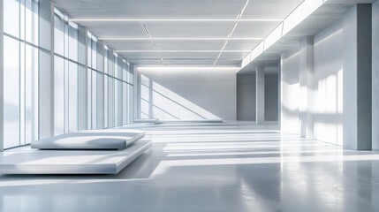 Fototapeta premium Bright and Spacious Industrial Factory Interior with Clean Lines