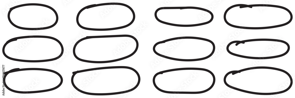 Poster vector set of scribble doodle frames. geometric round border isolated on white background. hand draw