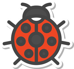 Obraz premium ステッカー風ミニ昆虫の単品アイコン てんとう虫