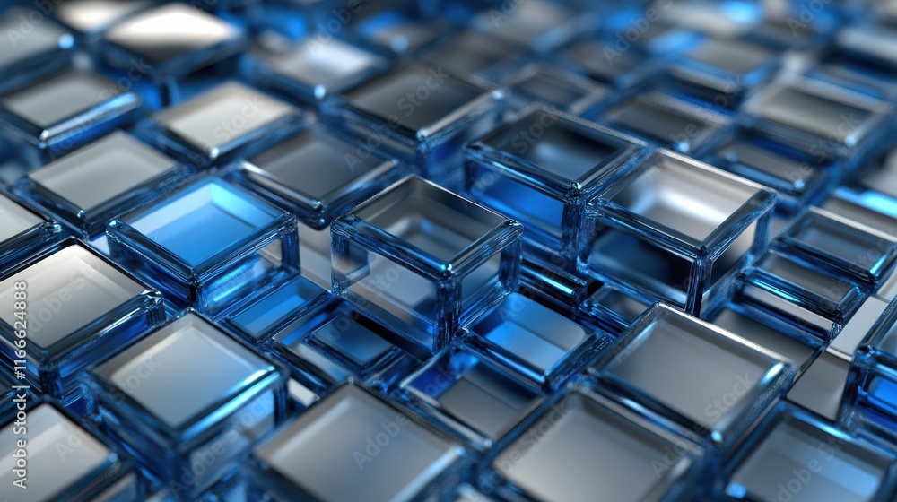 Aufkleber blue and grey glossy squares abstract tech banner design. modern abstract blue background design wit