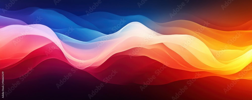 Poster abstract colorful waves: vibrant hues and dynamic flowing design