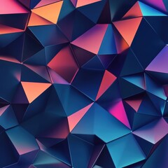 Obraz premium Abstract Low Poly Background with Vibrant Iridescent Geometric Shapes and Deep Blue Hues