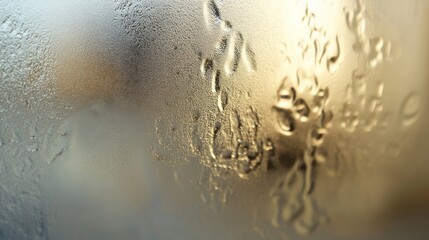 Obraz premium A close-up of condensation on glass, creating abstract patterns and textures.