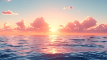 Serene Sunset Over Calm Ocean Waves