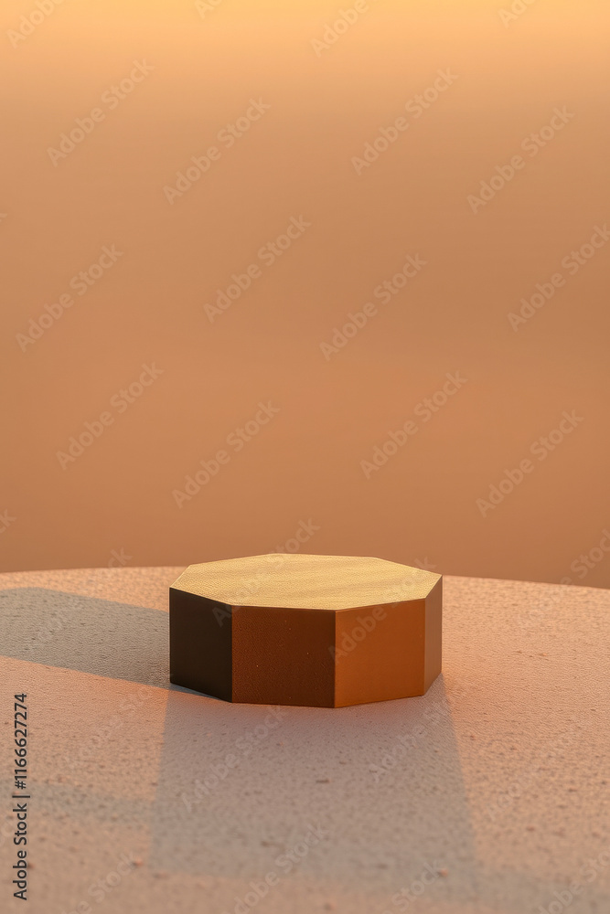 Poster golden octagonal shape on textured surface