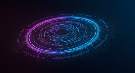 Fototapeta premium Creative digital tech circle on dark background . Big data and technology concept. 3D Rendering