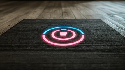 Futuristic Interactive Floor Mat with Glowing Neon Design